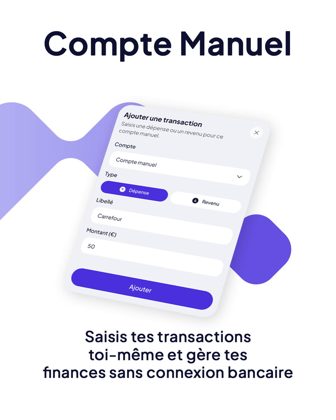 budget planner app interface compte manuel Moneyes