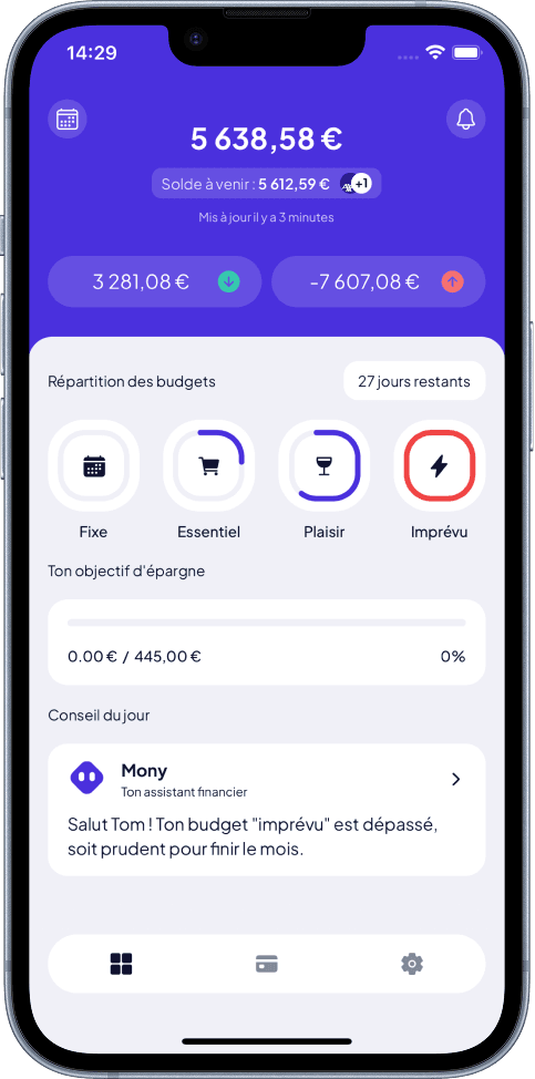 Gestion du budget en un clin d'œil Moneyes